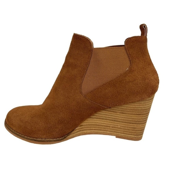 Caslon Willa Wedge Suede Booties Brown 8.5M - Picture 1 of 9